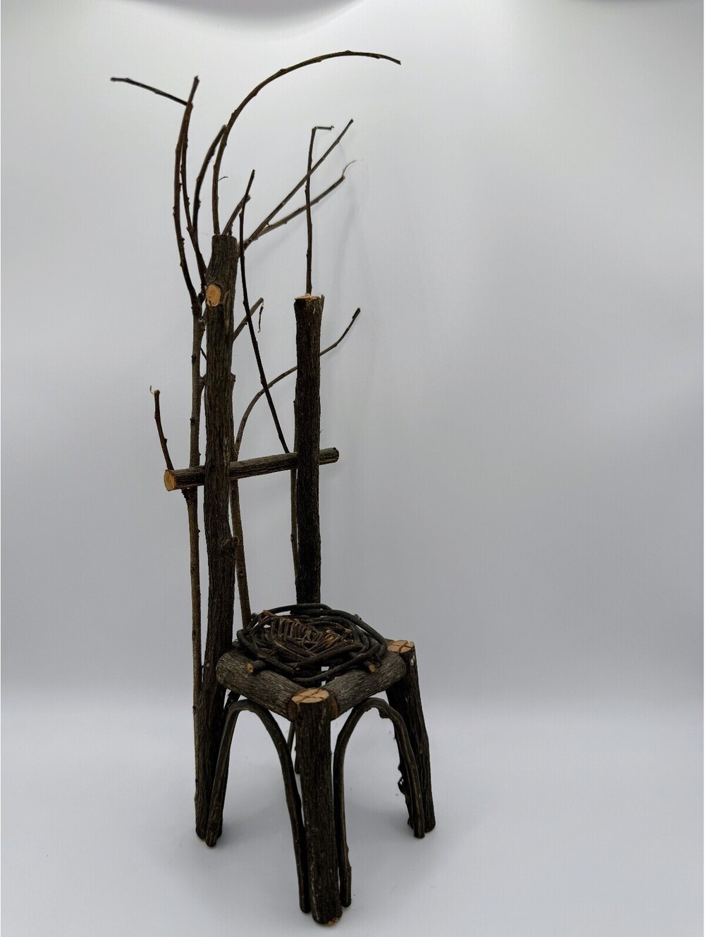 1:6 Scale Rustic Twig Chair Handmade Woodland Fairy Doll Furniture Vine Seat